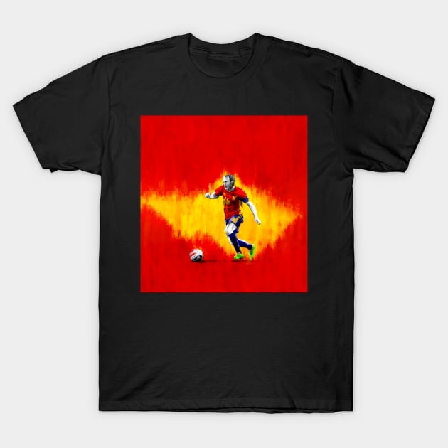 Andrés Iniesta - Spain Football Artwork T-Shirt by barrymasterson